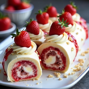 Strawberry Shortcake Cheesecake Swirl Rolls Recipe: Fruity Summer Dessert (Instant PDF Download