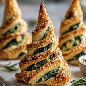 Receta de aperitivo navideño de espinacas y queso feta / Aperitivo gourmet para las fiestas (Descarga digital)