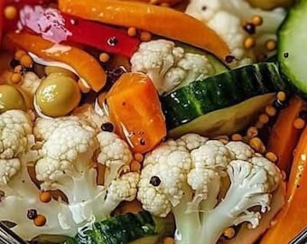 Kühlschrank eingelegtes Gemüse Rezept | Einfaches Schnellrezept (Digitaler Download)