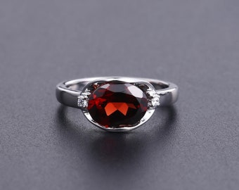 Radiant Red Garnet Sterling Silver Ring – fashion-natural-red-garnet-ring
