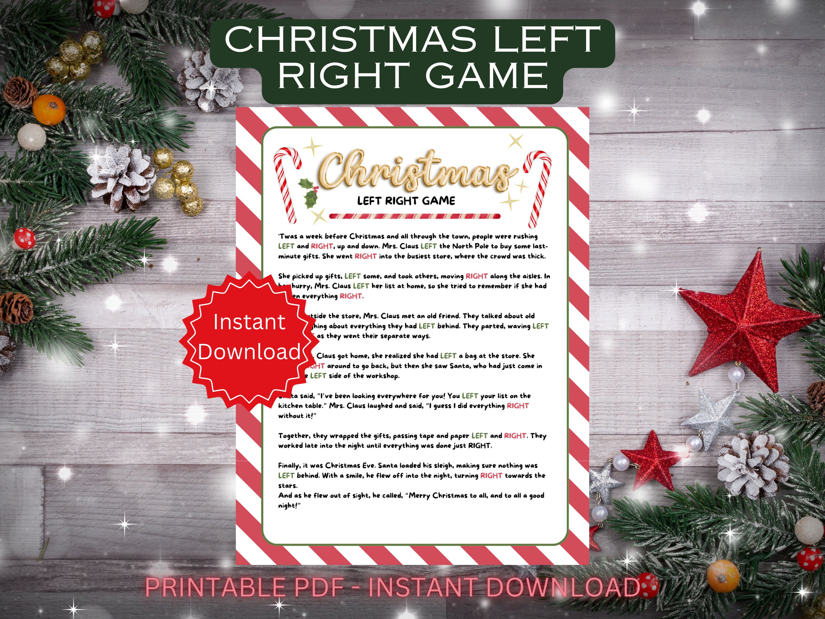 Christmas Left Right, Christmas Party Game, Gift Exchange Game, Pass