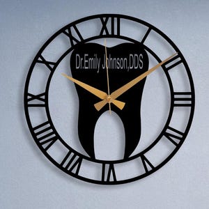Zahnarztpraxis Dekor: Moderne Metall Wanduhr, Geschenk für Zahnärzte