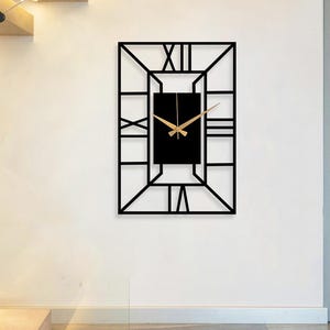 Minimalist Metal Rectangle Wall Clock: Modern Farmhouse Decor