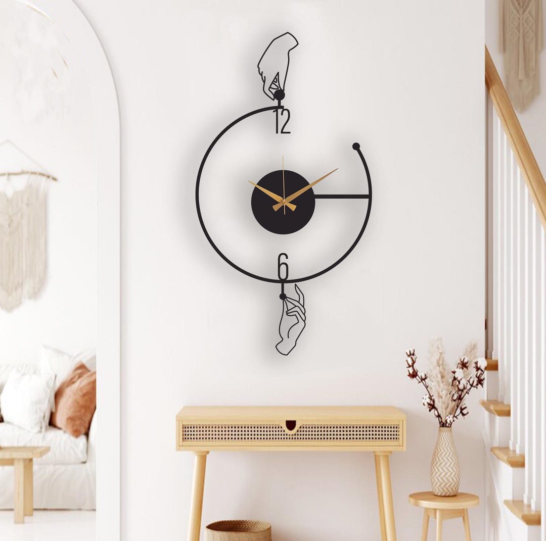 Minimalist Black Metal Wall Clock: Modern Silent Art Decor - Etsy