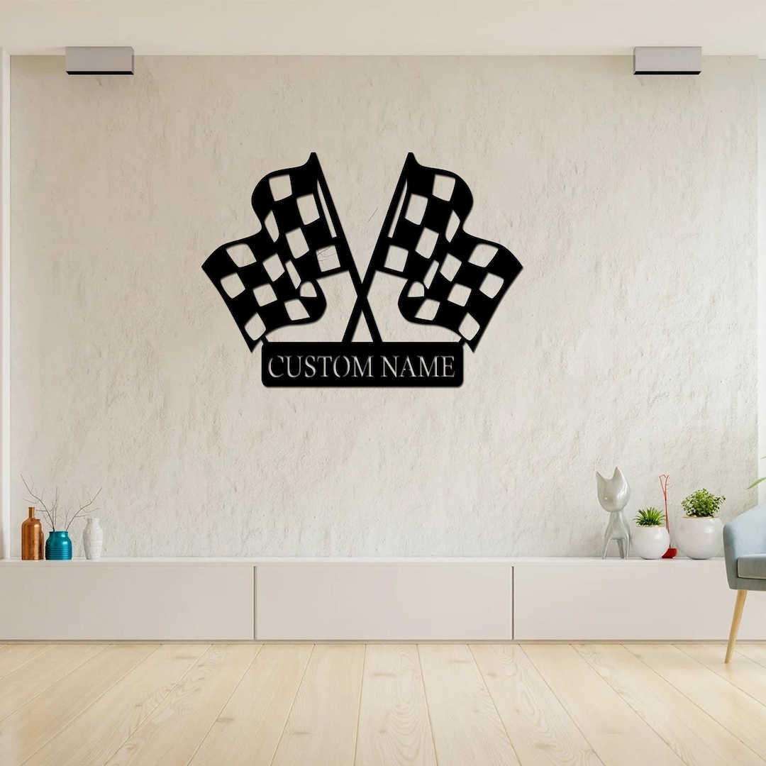 Personalized Racing Flag Metal Sign: Custom Checkered Flag Wall Art - Etsy