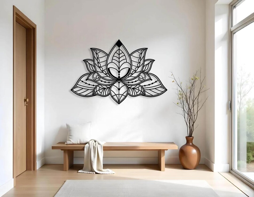 Lotus Mandala Metal Wall Art: Sacred Geometry, Yoga Decor - Etsy