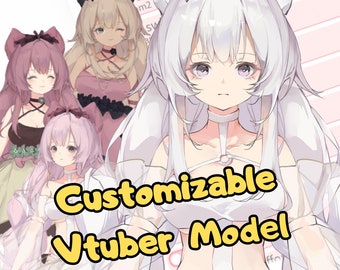 Premade Customizable Live2D Vtuber Model for Streaming - Adorable Cat & Fox Girl | Fully Rigged | Ready to Use | Commercial Use|Anime Avatar