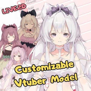 Premade Customizable Live2D Vtuber Model for Streaming - Adorable Cat & Fox Girl | Fully Rigged | Ready to Use | Commercial Use|Anime Avatar