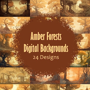 Digitale Hintergründe Set - Bernsteinwälder - 24 Designs
