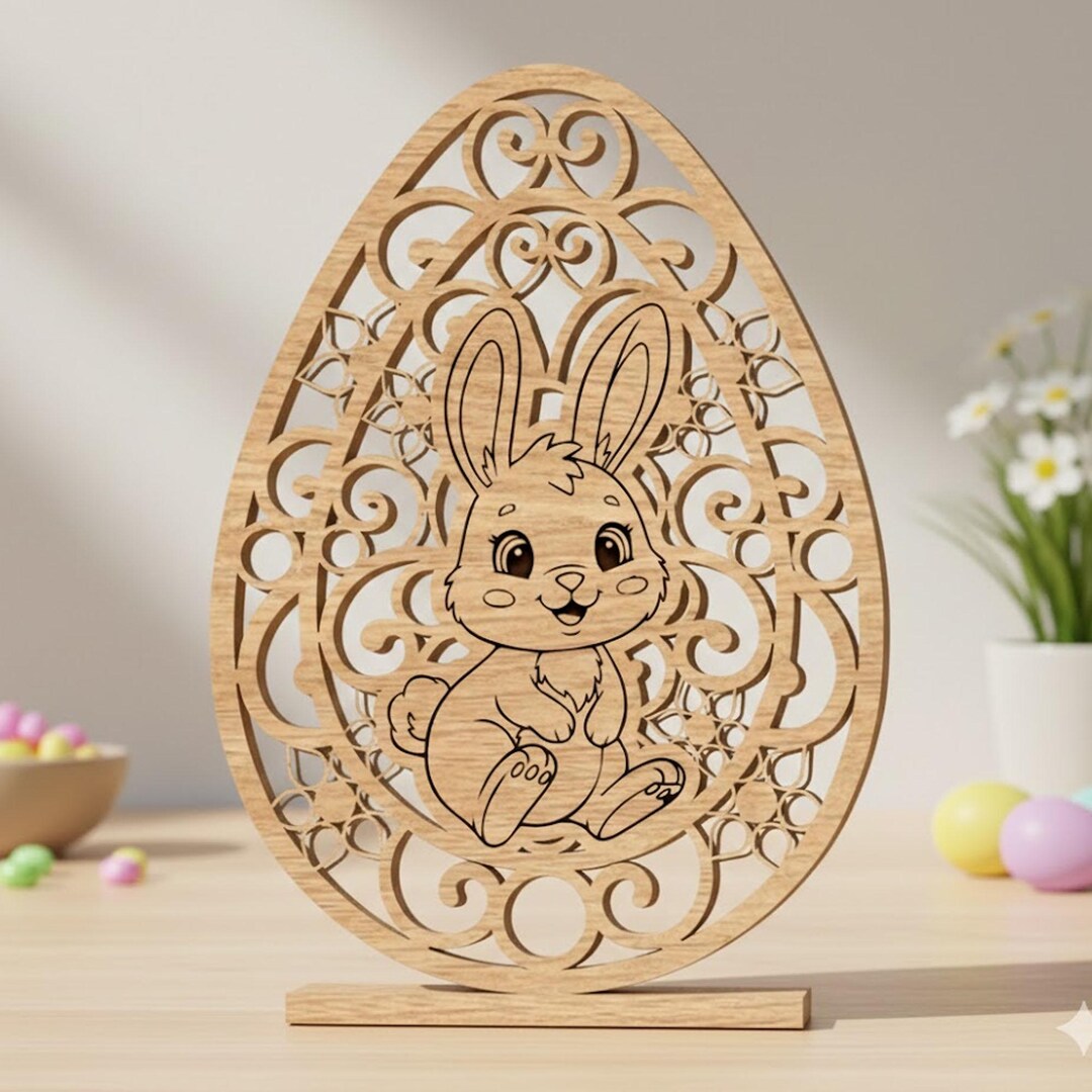 Easter Bunny Laser Cut File SVG Bundle, Standing Shelf Sitter Wooden ...