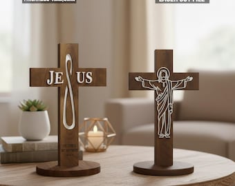 Christian Cross Laser Cut Files, Layered Wood Decor (SVG, DXF) Decor, Gift