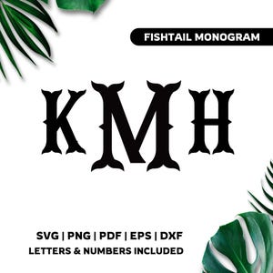 Fishtail Fonts SVG, Fishtail Monogram Svg, Fishtail Silhouette, Fishtail Fonts Designs Svg for Cricut, Instant Download
