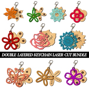 Double Layered Flower Keychain Gift SVG, Motherday Gift, Gift for Her, Lasercut File, wooden Laser Cut Affirmation Design (Digital File)