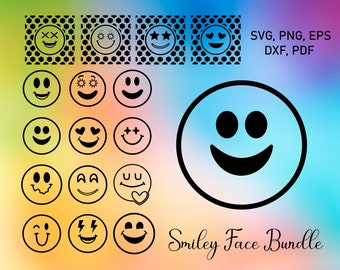 Smiley Face Svg-paket, Smiley Face Png, Drippy Smiley Svg, Glad Ansikte Png, Glad Ansikte Svg, Emoji Svg, Trendig SVG-klippfil, Direktnedladdning