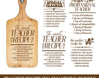 The Perfect Teacher Recipe Svg Bundle, Teacher Appreciation Quote Svg, Cutting Board Svg, Teacher Gift Svg, Instant Download