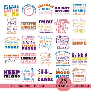 Pacchetto Svg sarcastico, pacchetto Svg motivazionale, pacchetto Svg motivazionale file digitale, citazioni Svg, amore per se stessi Svg, fede Svg, download immediato