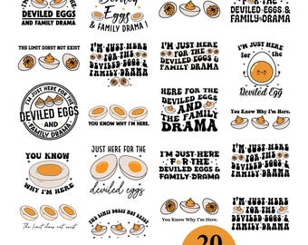 Deviled Eggs SVG Bundle, I'm Just Here For The Deviled Egg & Family Drama Svg, Funny Thanksgiving Shirt Svg, Thanksgiving Cricut Sublimation