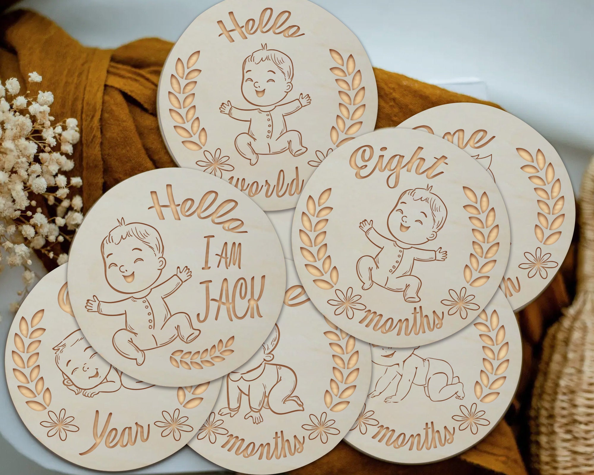 Baby Monthly Milestone Rounds SVG, Baby Monthly Milestone Svg Bundle ...