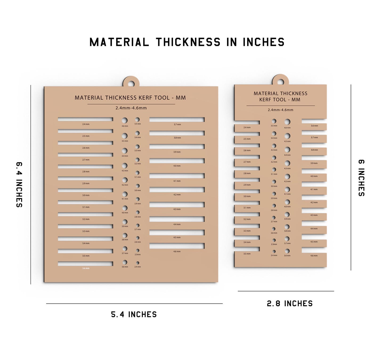 Kerf Tool Svg, Material Thickness Test, Laser Cut File, Metric Design ...