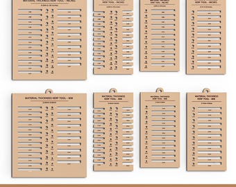 Kerf Tool svg, Materialstärkentest, Laserschnittdatei, metrisches Design, Kerf Guide Glowforge cut, Kerf Finder svg, Materialstärkenmesser,
