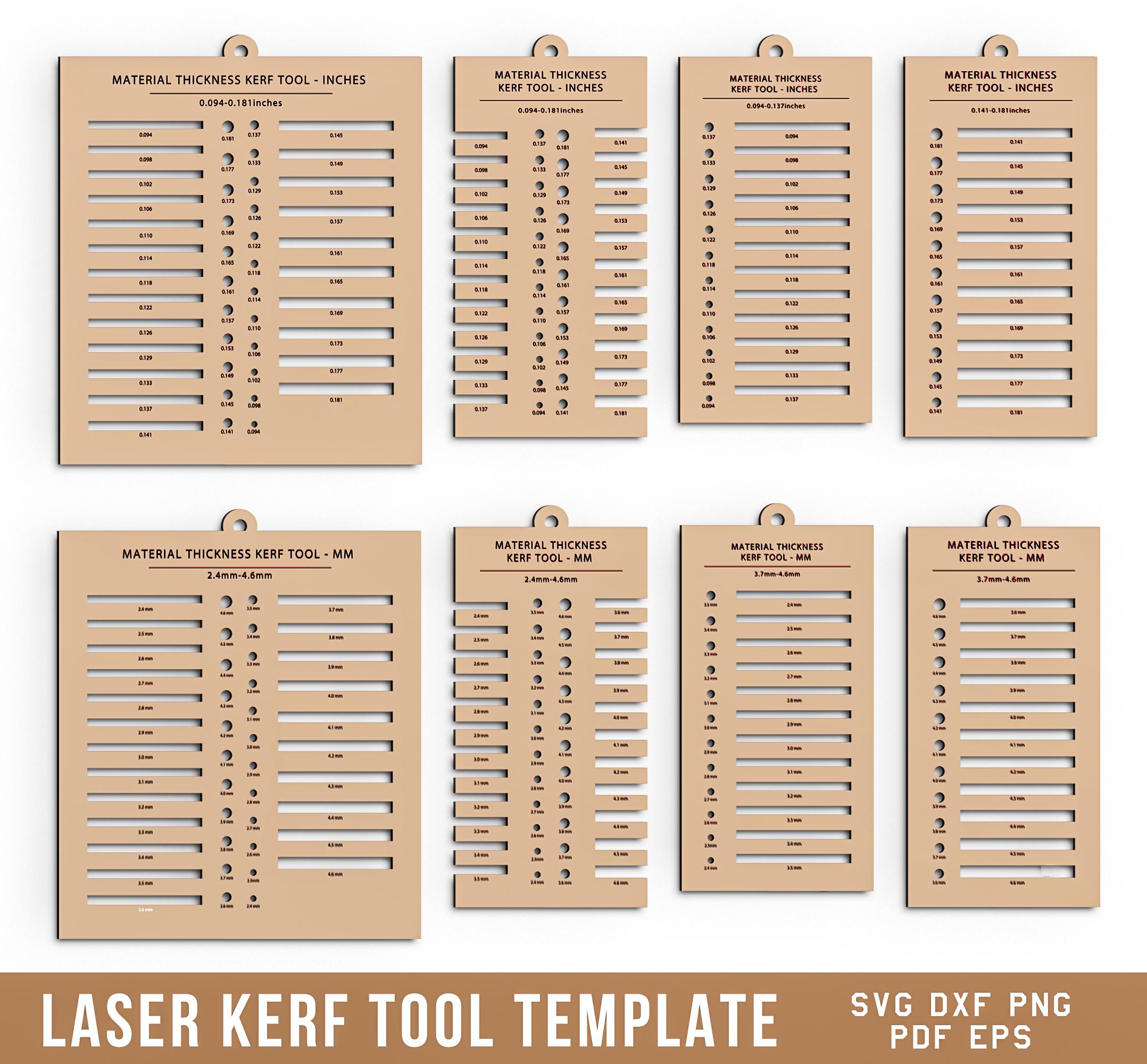 Kerf Tool Svg, Material Thickness Test, Laser Cut File, Metric Design ...