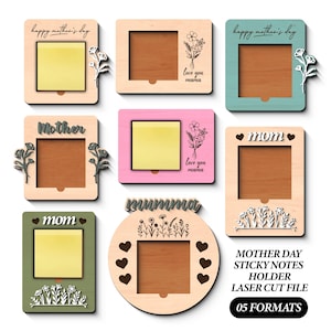 Floral Sticky Note Halter SVG | Muttertag personalisiertes Geschenk, Laser Cut Datei (Digitaler Download) Mama Geschenk SVG, Glowforge, Cricut Datei