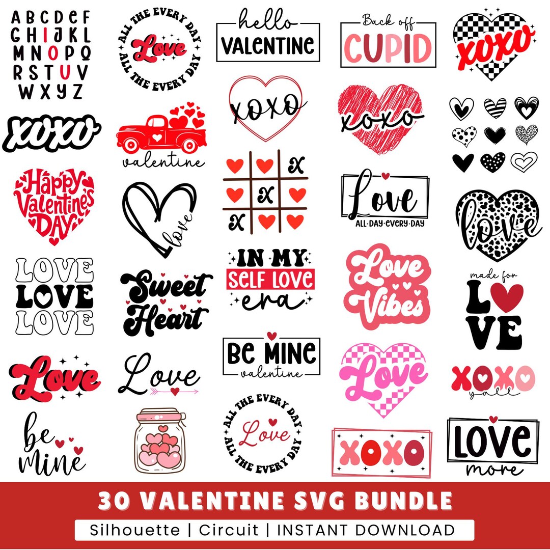 Valentine Svg Bundle, Love Svg, Heart Svgs, Valentine, Valentines Vibes ...