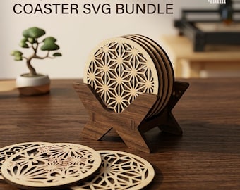 Laser Cut Coaster SVG Bundle, Decorative Layered Wooden Designs (Digital Download)