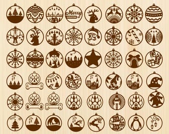 Christmas Hanging Ornaments Svg Bundle, Ornaments Glowforge LaserCut, Winter Ornament Svg Bundle, Christmas Decor, Christmas Scene Svg