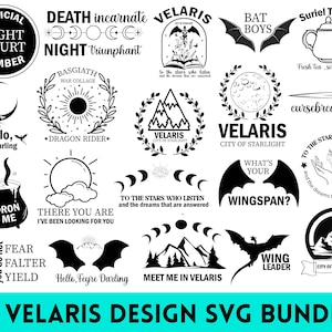 20 Velaris Design Svg-bundel, Acotar Velaris Svg-bundel, City of Starlights Png, Fourth Wing Svg, Bat Boys Svg, lasergesneden bestand, Fantasy Svg