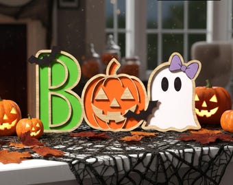 Halloween BOO Shelf Sitter, Halloween Laser Files, Pumpkin Ghost, Halloween Laser SVG, Halloween Laser Cut Files, Halloween Shelf Sitter SVG