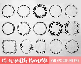 Wreath Svg Bundle, Floral Wreath, Flower svg bundle botanical hand drawn, Floral svg Laurel Circle, Wedding svg, Wreath Svg Bundle
