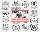 Family Name Monogram SVG Bundle 43 Designs, Family Sign Svg, Family Monogram Sign, Family Name Svg, Family Monogram Svg, Family Wreath Svg