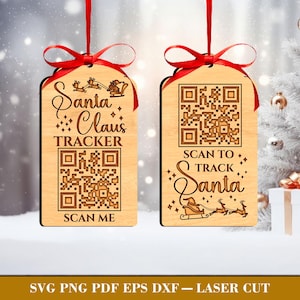 Enfeite de Natal Santa Tracker SVG, Enfeites de Natal Svg, Santa SVG, Arquivos de Decoração de Natal, Etiquetas de Presente SVG, Arquivos de Corte a Laser, Glowforge Cricut