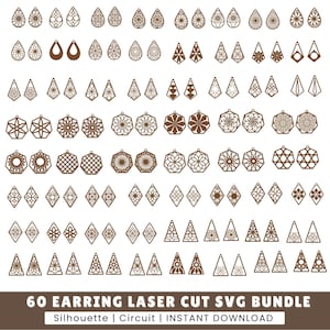 Pendientes cortados con láser SVG, pendientes de madera Cricut, plantilla de pendientes SVG, joyas de madera Svg, Glowforge Svg, diseños colgantes cortados con láser, regalo para ella