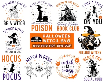 Witch Quotes SVG, Witch Bundle Svg, Halloween Svg, Magic Celestial SVG, Halloween Svg Bundle, Witch Clipart, Witch Shirt prints png, Gifts