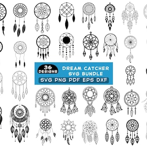 Dreamcatcher SVG Bundle, Dreamcatcher Clipart, Boho SVG, Feathers Svg Dreamcatcher PNG Bundle, Catcher Digital, Ręcznie rysowany Svg Digital Print