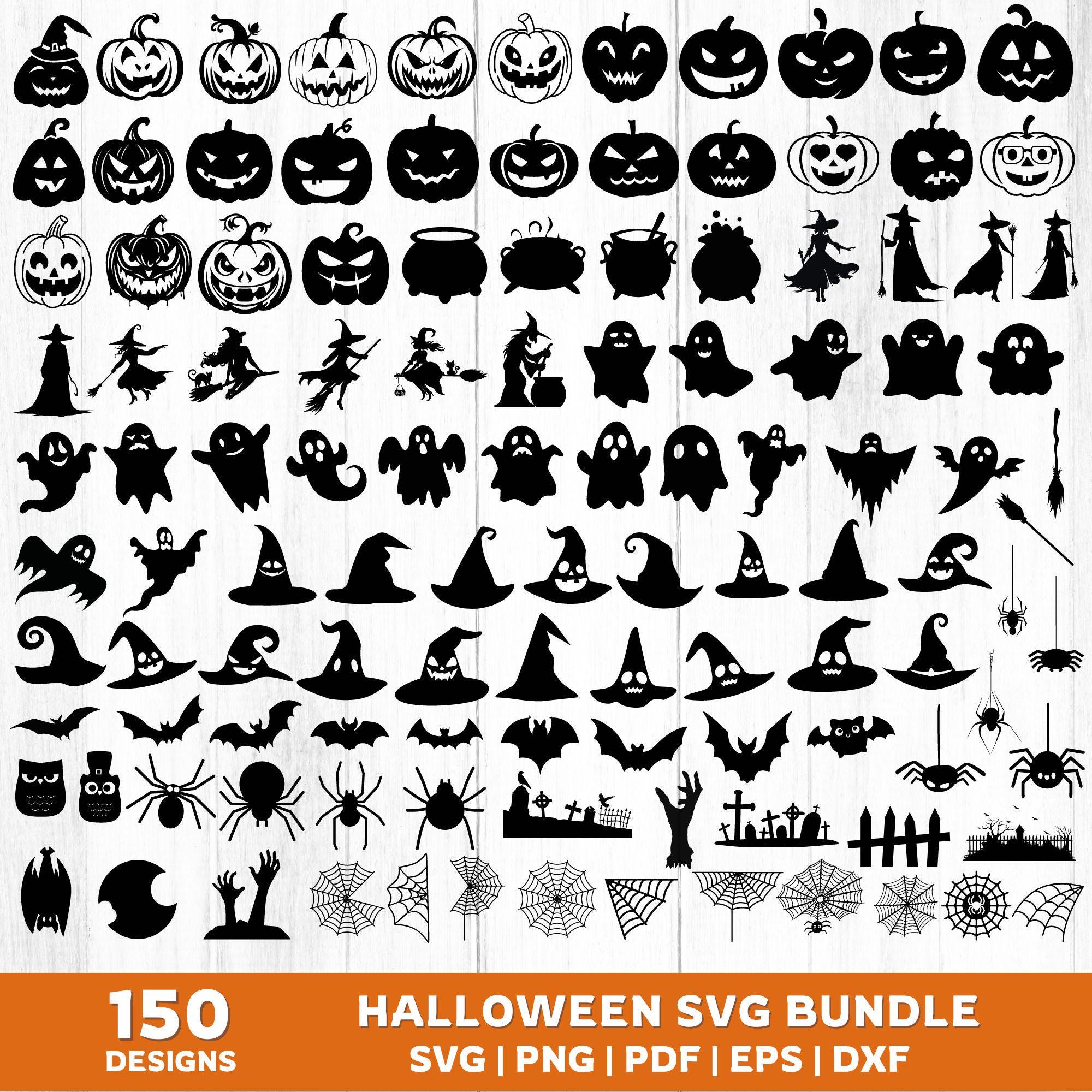 HALLOWEEN Pumpkin SVG  Bundle, Halloween Décor SVG, Pumpkin Face Cricut, Halloween Clipart Digital File Instant Download digital prints