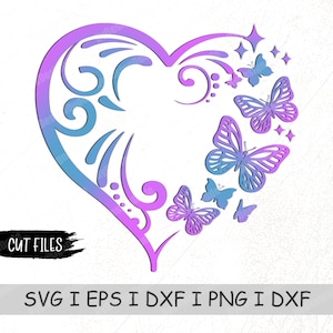 Glitzernde Herz Schmetterling PNG, Herz Bundle svg, Herz und Schmetterlinge, Schmetterling svg, Herz svg, Liebe svg, Cut Dateien für Cricut