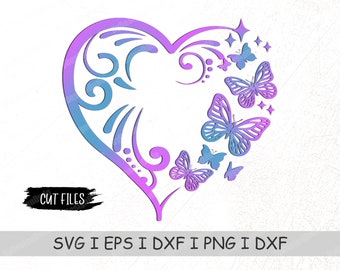 Sparkly Heart Butterfly PNG,  Heart bundle svg, Heart and Butterflies, Butterfly svg, Heart svg, Love svg, Cut files for Cricut