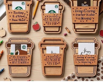 Teacher Gift Card Holder SVG, Laser Cut Wood Design (Digital Download)