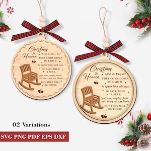Weihnachten im Himmel Ornament SVG Laser-Datei, Erinnerung Weihnachten Cricut Ornament PNG, vermisste geliebte Person svg, Sparen Sie einen Platz Gedenkstätte Laser Cut