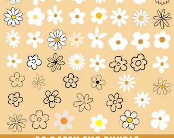 Daisy Svg Bundle, 50 Daisy Flowers SVG, Daisy flower Clipart, Flower shirt svg, Spring Summer Svg, Simple daisy svg, Retro Flower, Daisy dxf