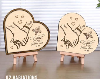 Your Name Personalized Valentine's Day Heart Shaped Standing Svg, Loving Anniversary, Lasercut File Svg, Customize Wooden Love Gift for her