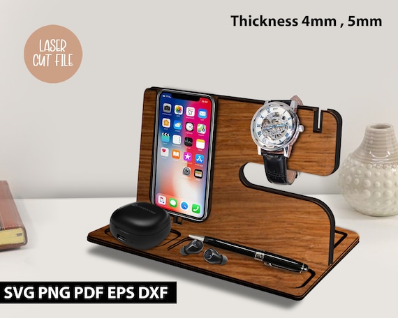 Docking station svg file, Docking station laser cut file, Docking station dxf file, Dock station svg file, Wood docking station svg file