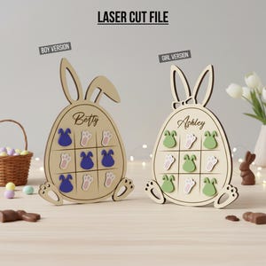 Easter Tic Tac Toe Laser Cut File, Bunny Game SVG, Kids Decor (Digital Download)
