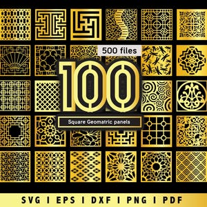 100+ Platz Geometrische Muster Panel Set Laser schneiden CNC Schneidedateien Raumteiler Dekorative Paneele DXF geometrisches muster SVG Plasmen png
