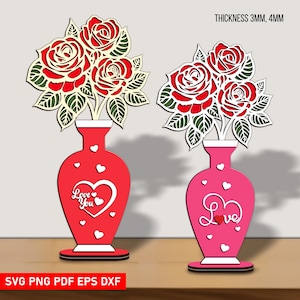 Valentine Rose Bouquet SVG, Blume Laser geschnitten Dateien, Darling Pdf, Liebe geschnitten, Holz Rose Bouquet svg, Glowforge svg