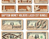 Baptism Money Holder laser file, Religious SVG bundle, communion money holder, confirmation gift SVG, wooden cash holder DIY