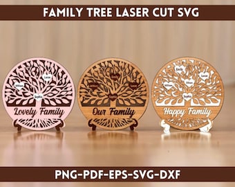 Family Tree Laser Cut Svg Files, Family Tree Branch, SVG Family Tree Laser Cut File, Wood Laser Cutting, Tree Of Life SVG, Gift for her svg